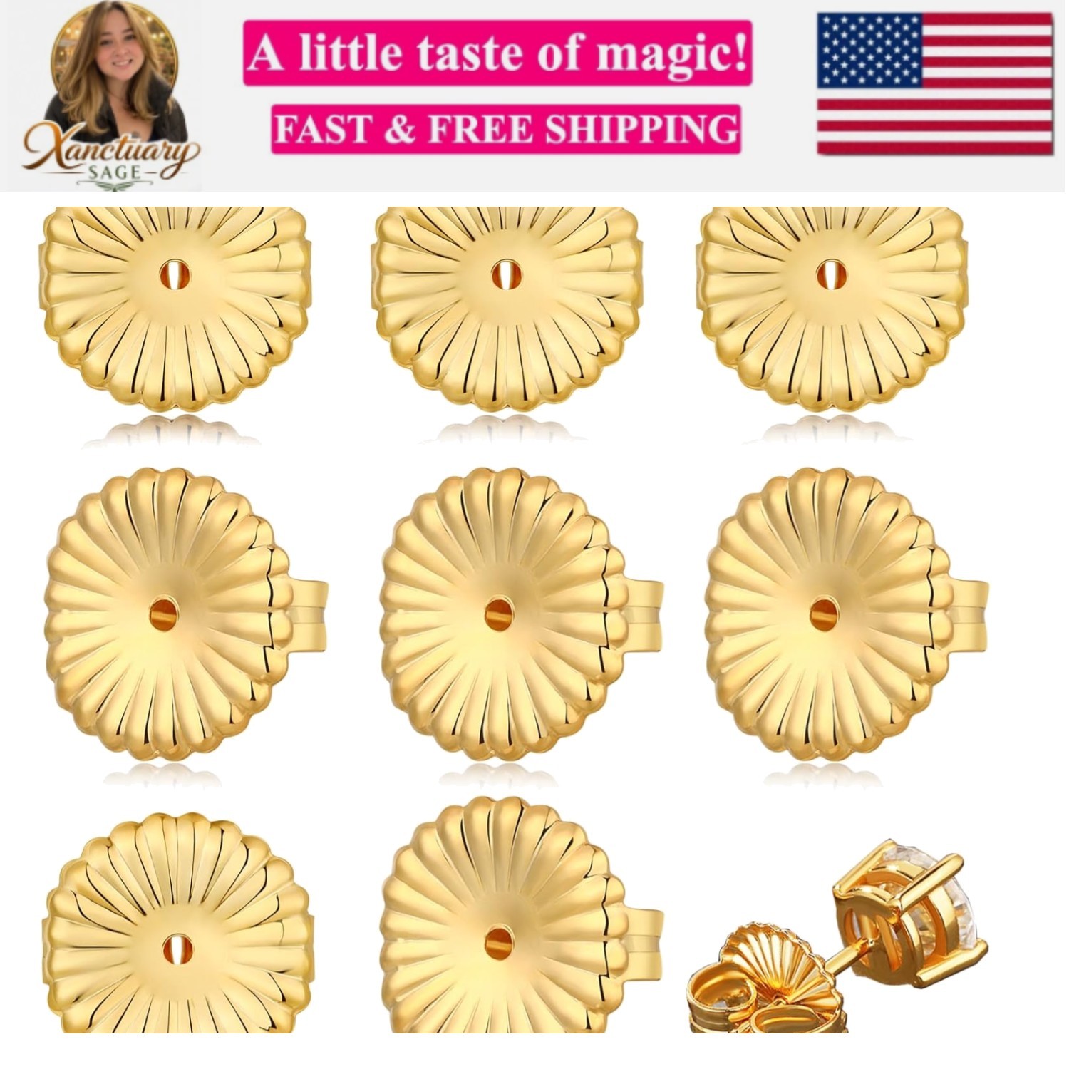 8Pieces Earring Backs for Droopy Ears, Large Earring Backs Replacements for S…