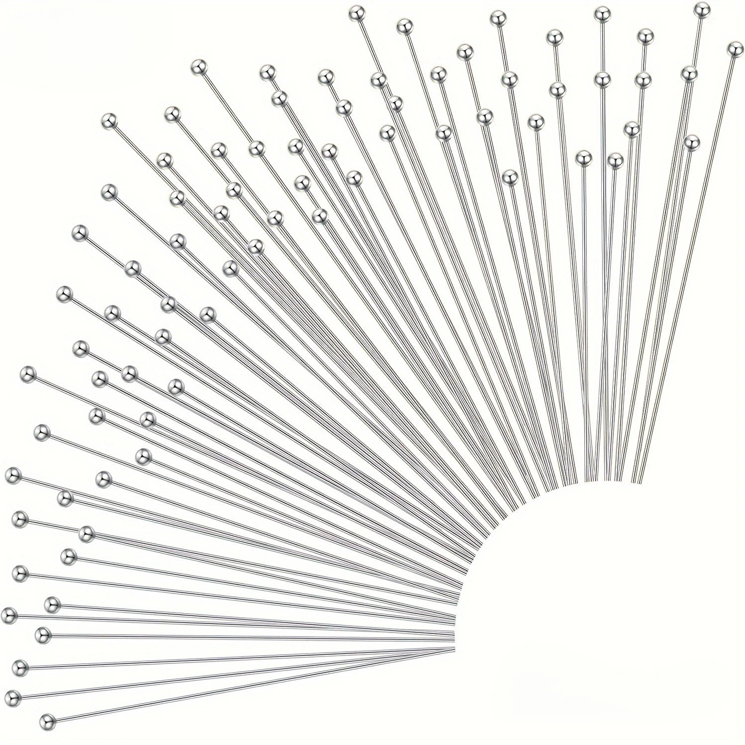 100Pcs Gold Silver 20-75Mm Head Ball Shaped Pin Eye Pin Used for Making Earrings