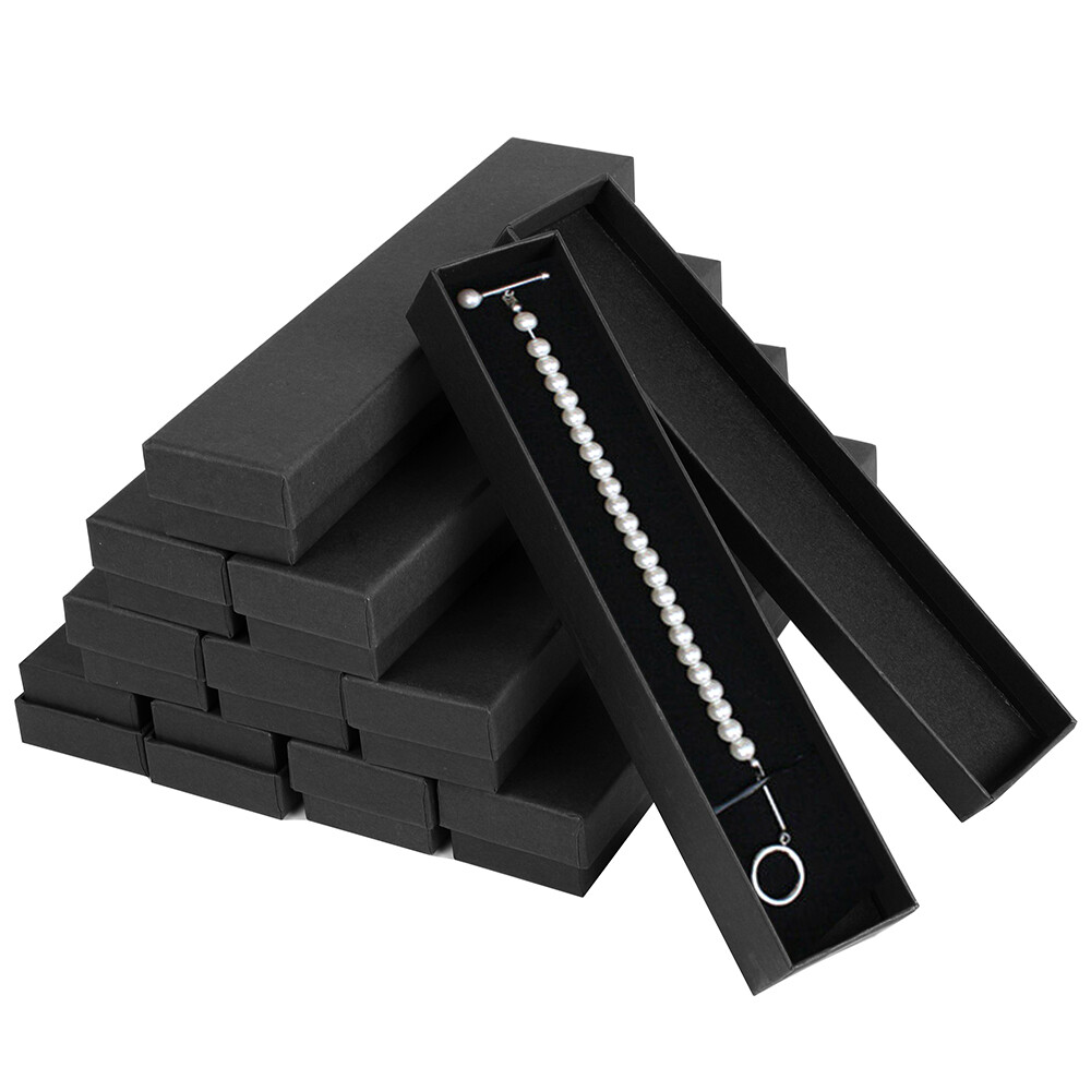 4 Sizes Matte Black Cotton Filled Jewelry Cardboard Boxes Lots of 12-24-48-72-96