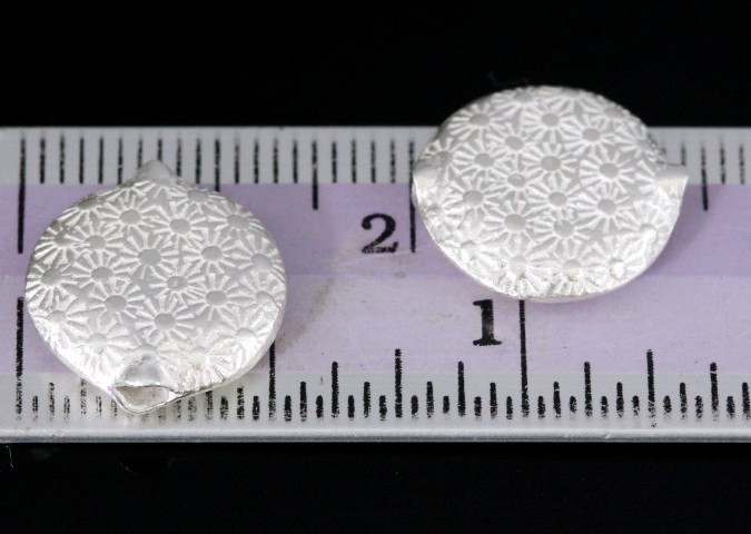 Silver beads Karen hill tribe handmade silver daisy print fancy puffy bead