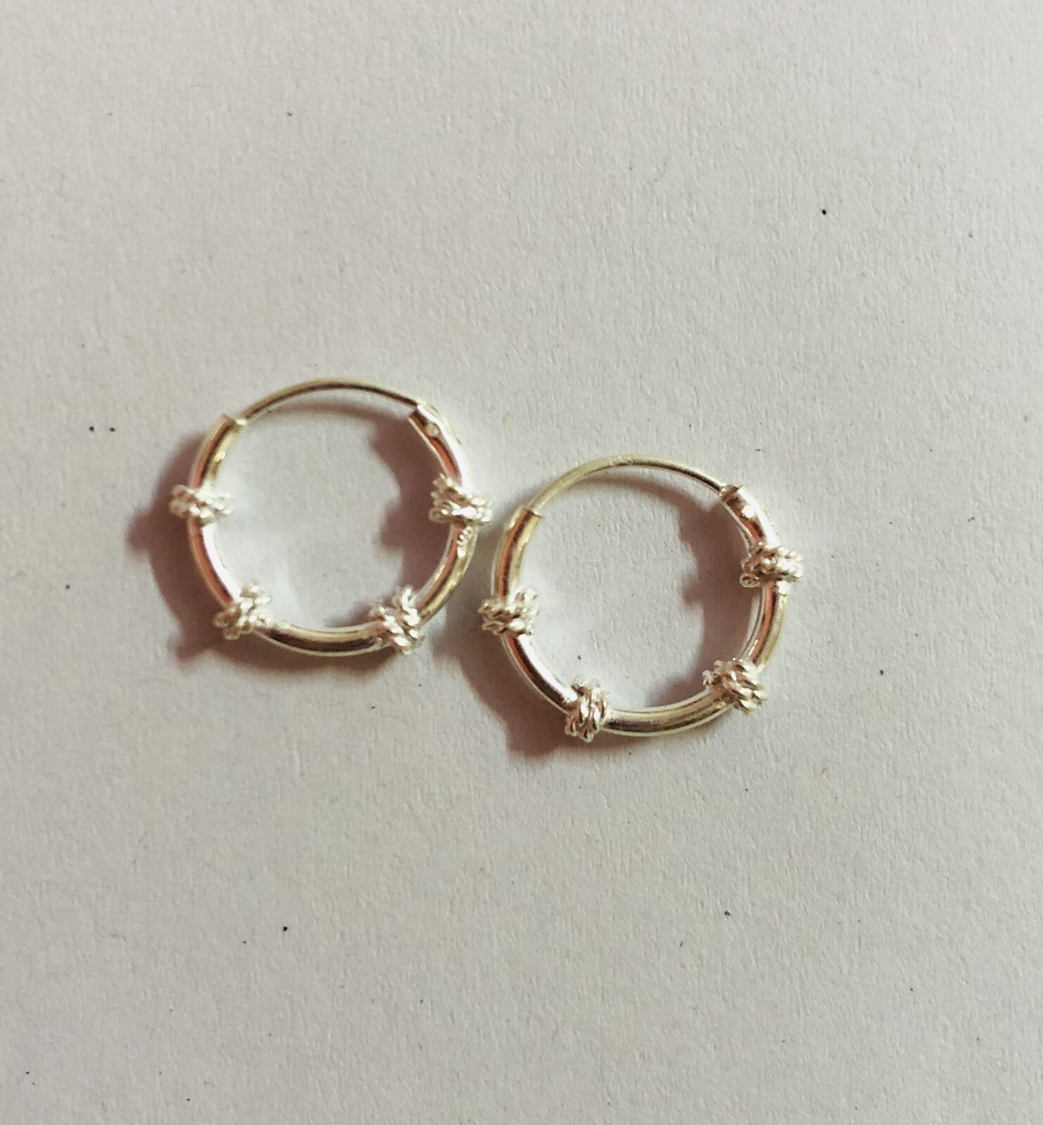 Handmade Pure Silver Lord Krishna LADDU GOPAL Hoop Earrings Kundal Twisted F/S