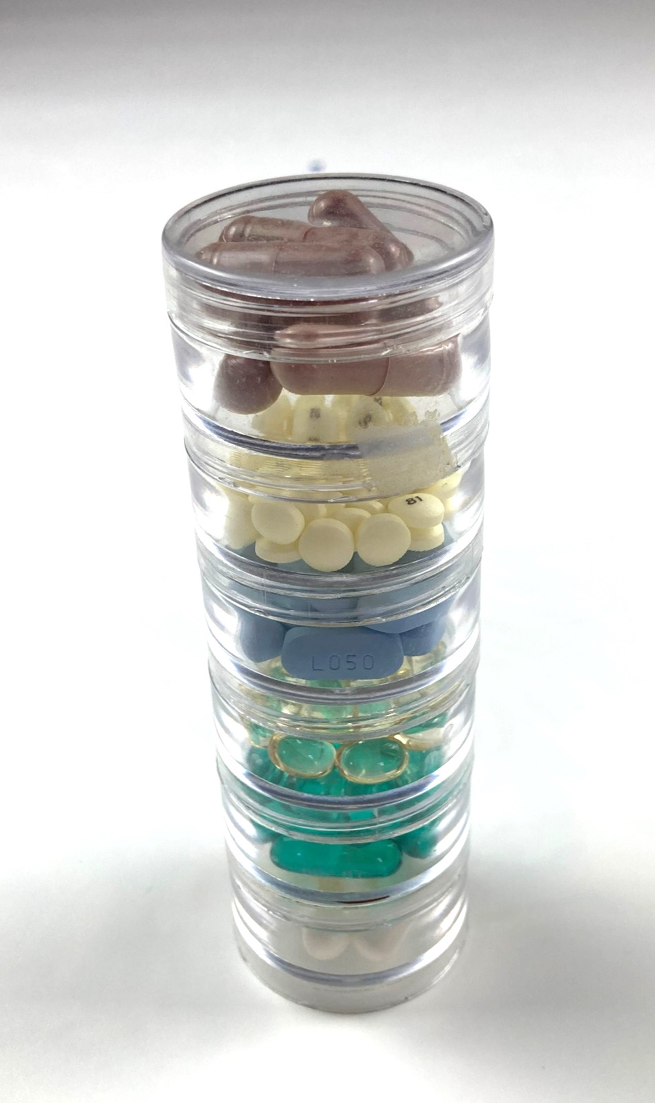 6-Part Clear Plastic Interlocking Pill Bead Craft Storage Container, Small 1.5″
