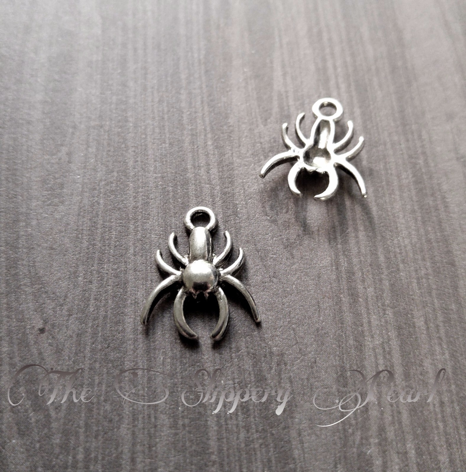 10 Spider Charms Antique Silver Tone Arachnid Halloween Pendants Findings