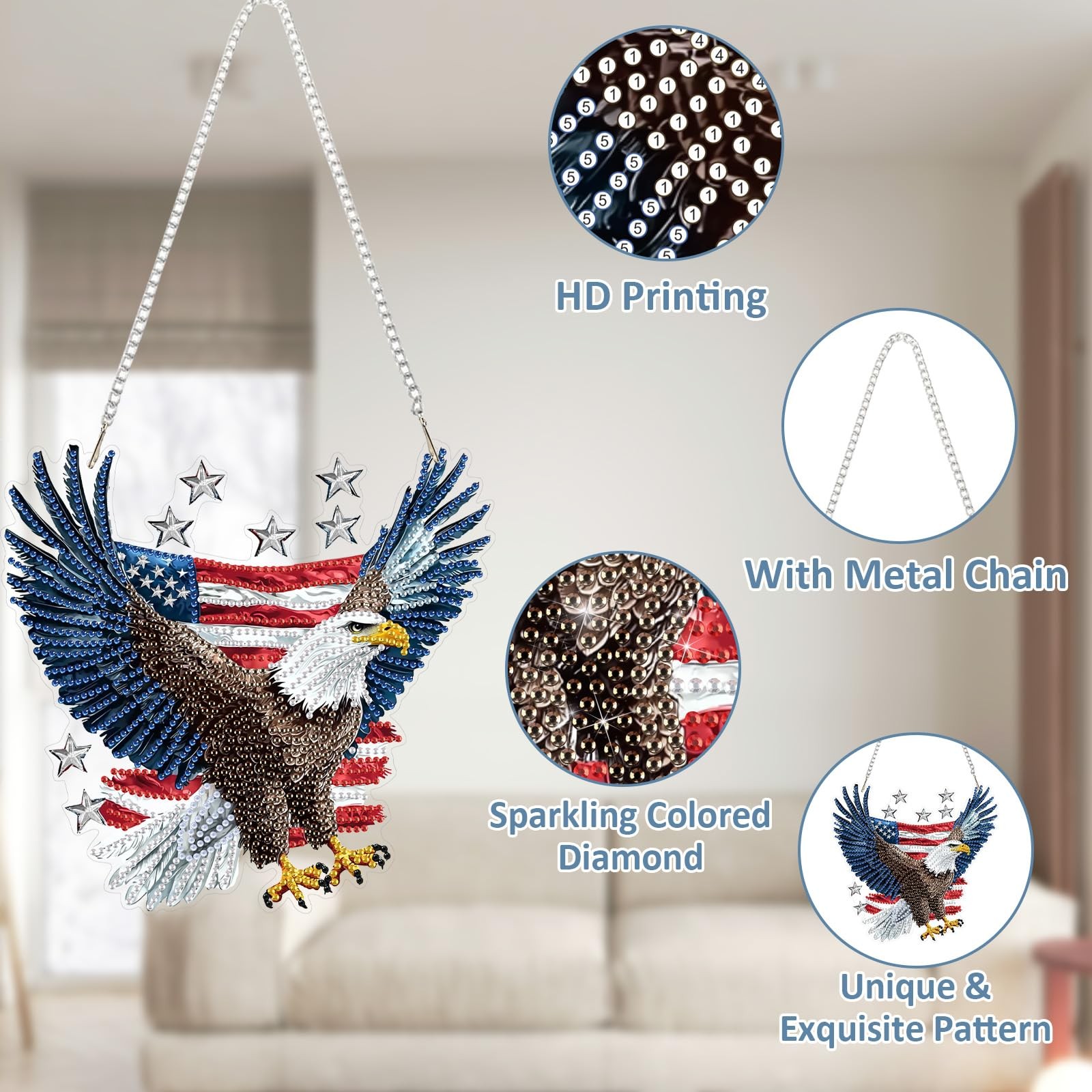 Eagle Diamond Art Hanging Kit for Adult, Special Shaped Rhinestone, DIY Acrylic