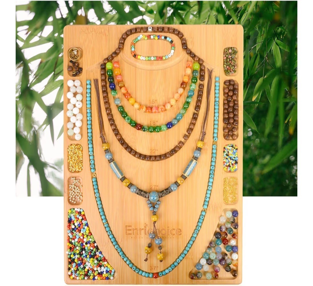 Handcrafted Bamboo Necklace Design Board – Eco-Friendly 15.5 Inch Craft Tool New