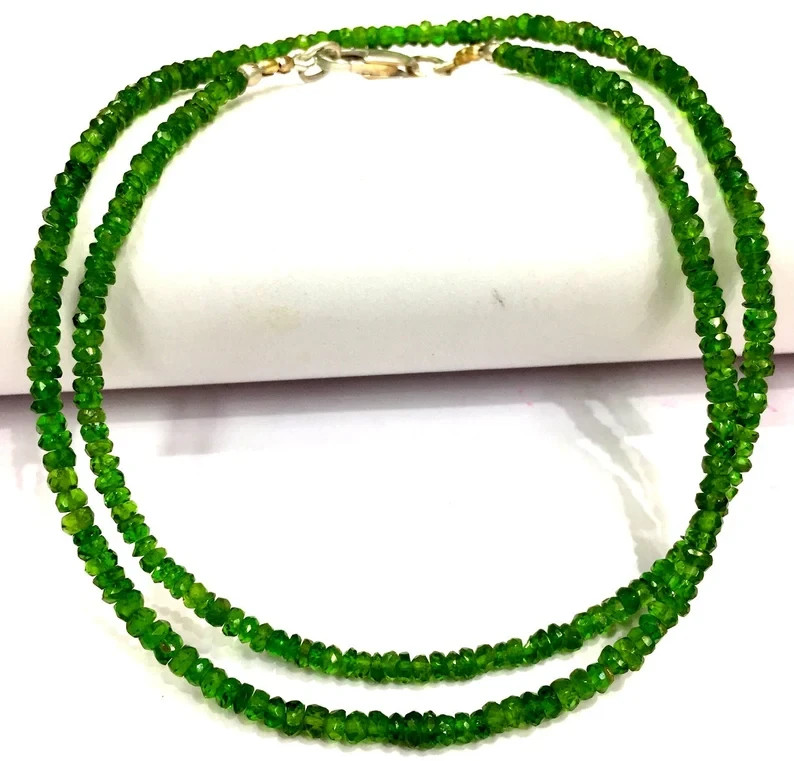 AAA QUALITY Great Luster Natural Chrome Diopside Beads Faceted Rondelle Beads.