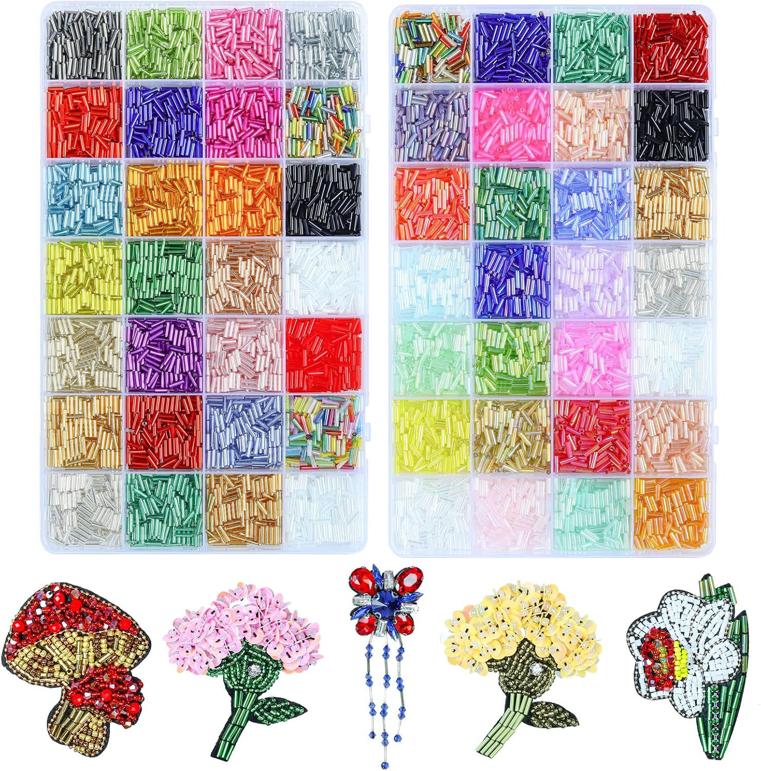 10080 Pcs Tube Beads Kit, 7 Mm Glass Bugle Seed Beads for Jewelry
