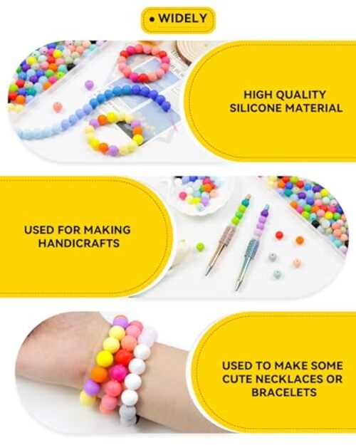180PCS Silicone Beads – 30 Colors 12mm Round Rubber Beads Bulk for 30 Colorful