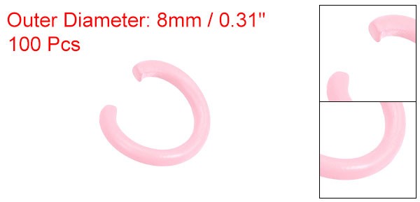 Open Jump Rings 8mm Colorful O Ring Connectors Light Pink 100Pcs