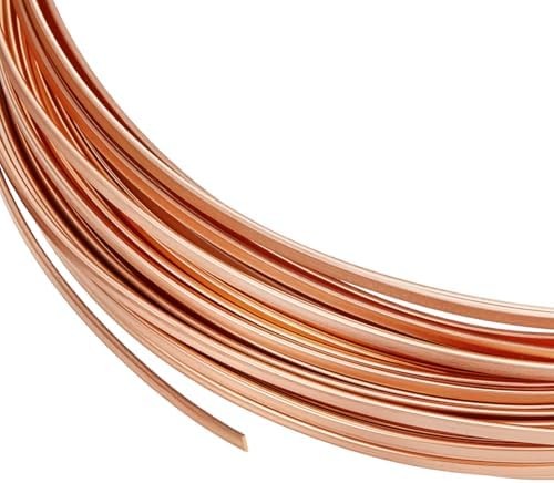 19.7FT 26 Gauge Flat Pure Copper Wire, 1mm Wide Flat Bezel Wire Tarnish Resistan