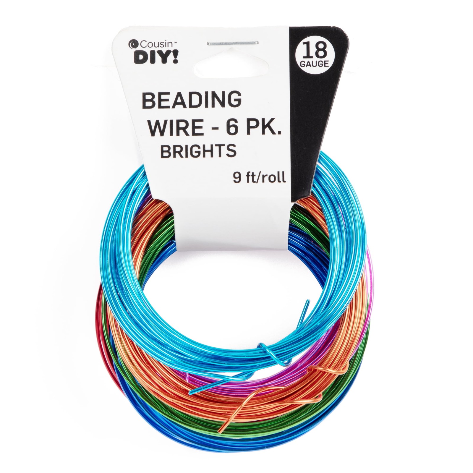 Cousin DIY Beading Wire Bulk Pack, Bright Multi-Color, (6) 9 ft Rolls, 18 Ga