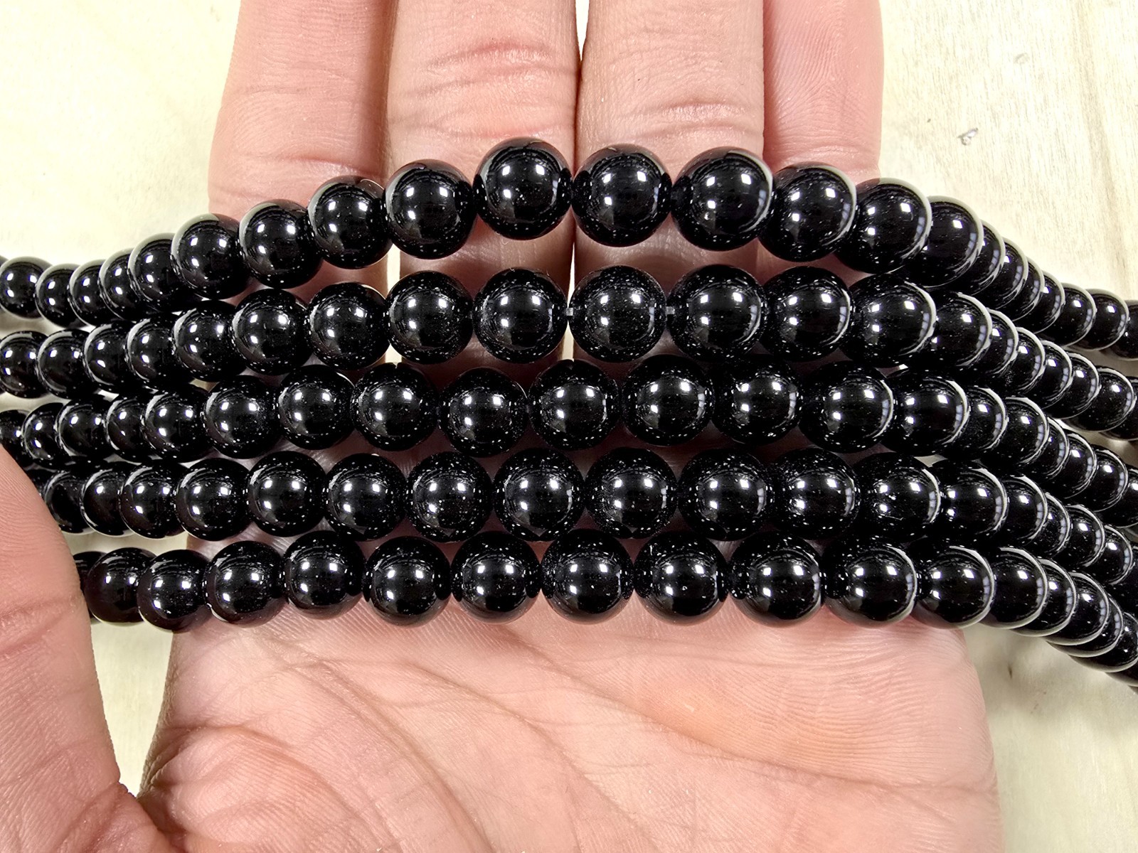 Obsidian Beads AAA Round Smooth Glossy Finish on 16″ Strand for Jewelry & Crafts
