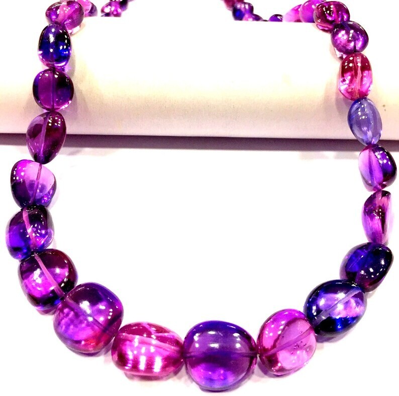 AAAA++ Extremely~Pinkish Blue Sapphire Nuggets Beads Stunning Smooth Beads.