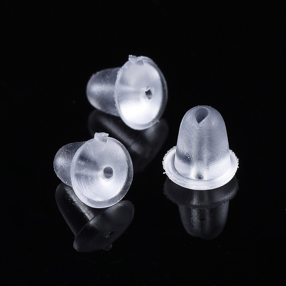10000x 4MM Clear Soft Plastic Bullet Clutch Stopper Earring Back Earnuts