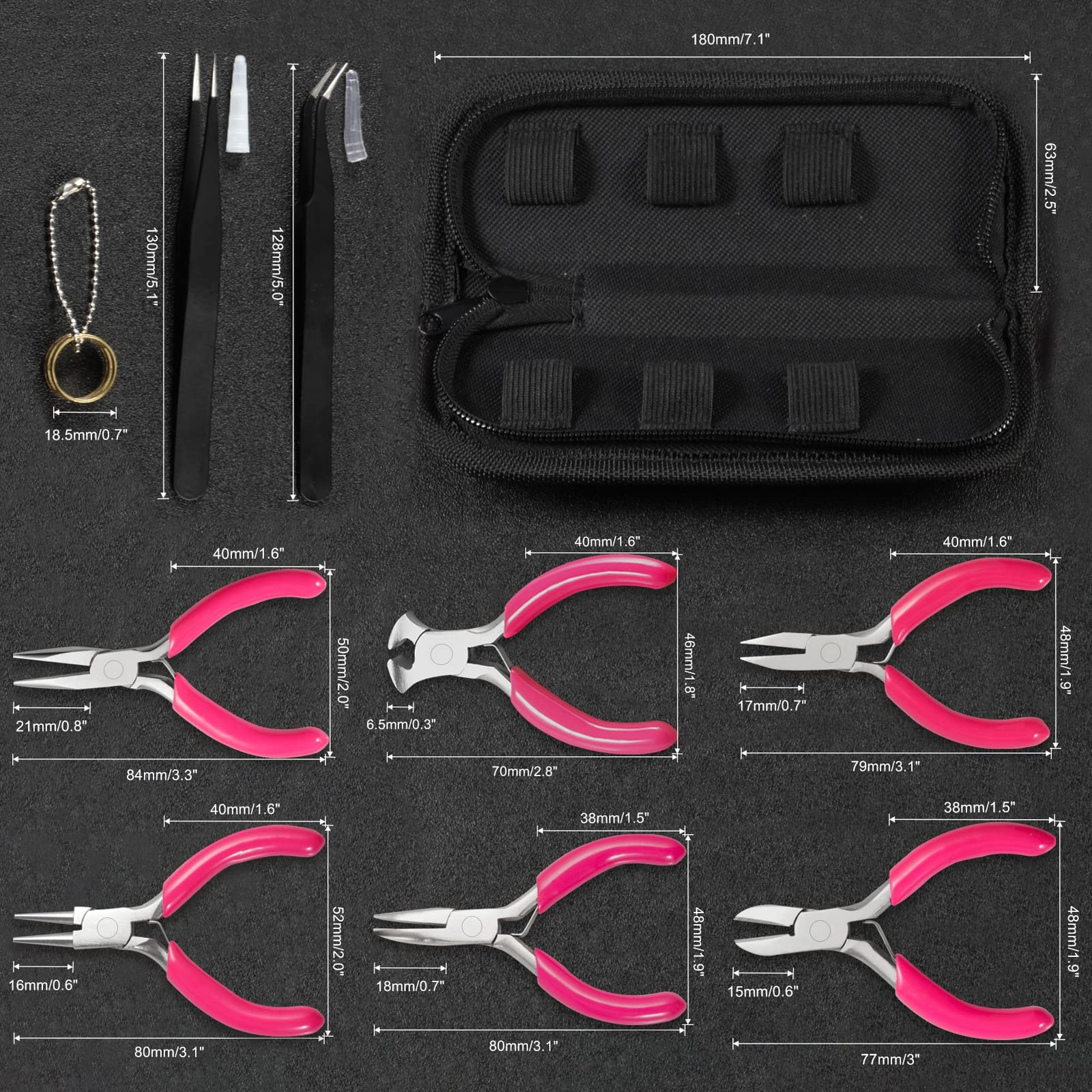 6PCS Mini Jewelry Pliers Set, 3 Inches Pliers Set with Long Nose Pliers Bent …