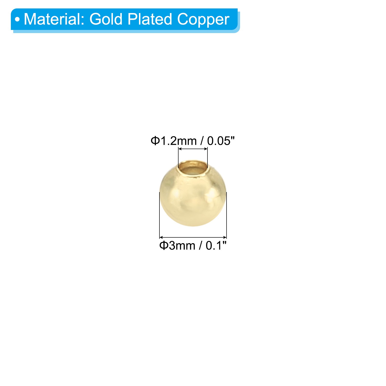 100Packs 3mm 14K Gold Filled Spacer Beads for Jewelry Making Golden