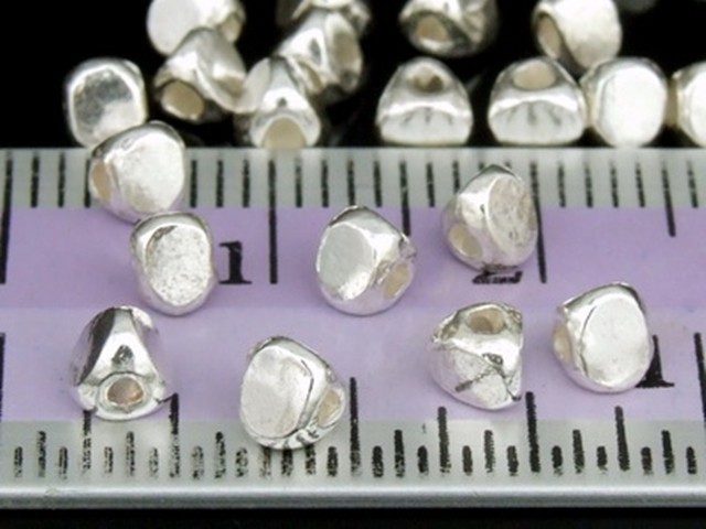 Silver beads Karen hill tribe handmade silver mini plain triangle 3 facet bead