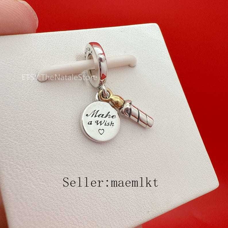 New 925 Sterling Silver Two-tone Birthday Candle Charm For Bracelet,799328c00