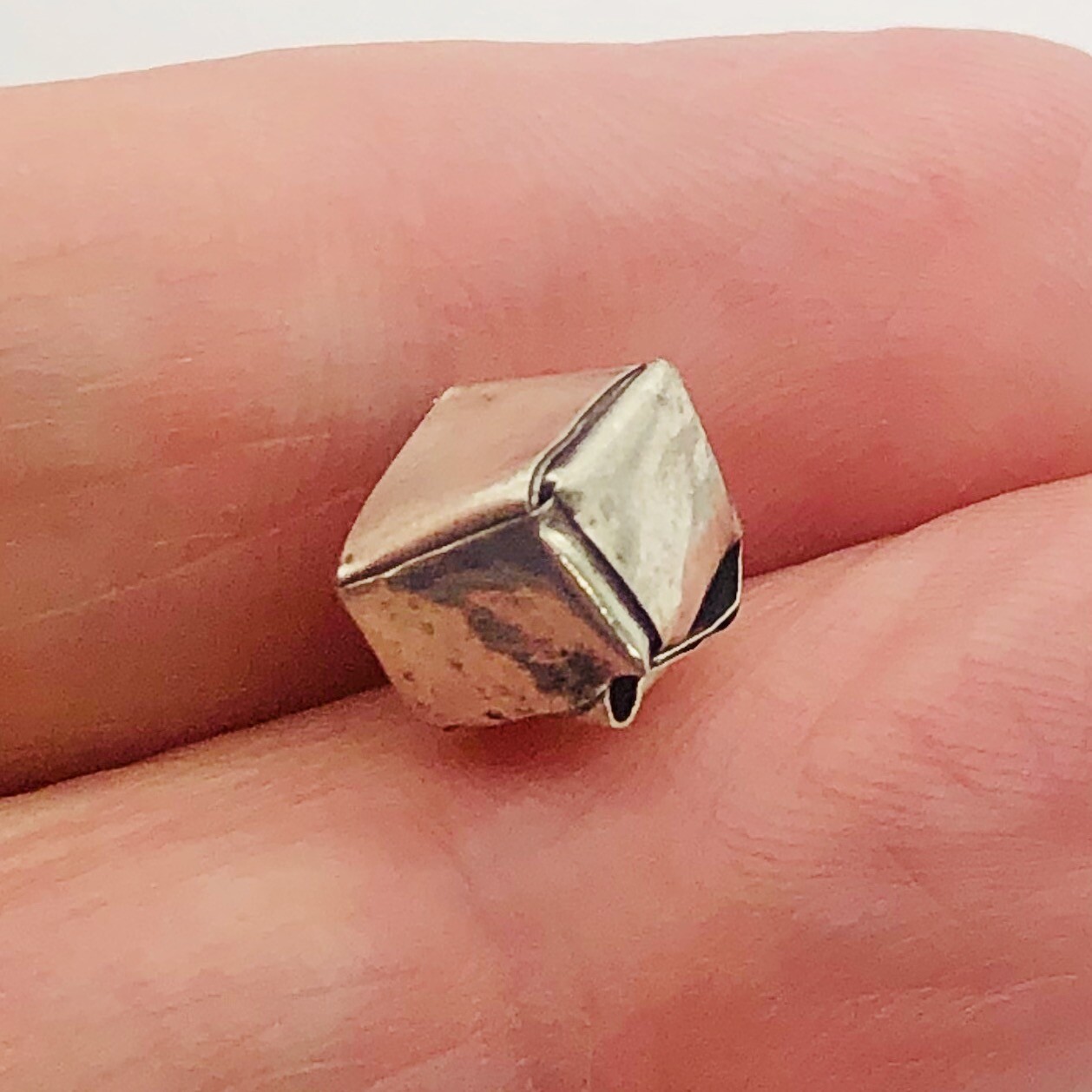 Remarkable Thai Hill Tribe Origami Fine Silver Cube Bead | 11x8x8mm | 1 Bead |