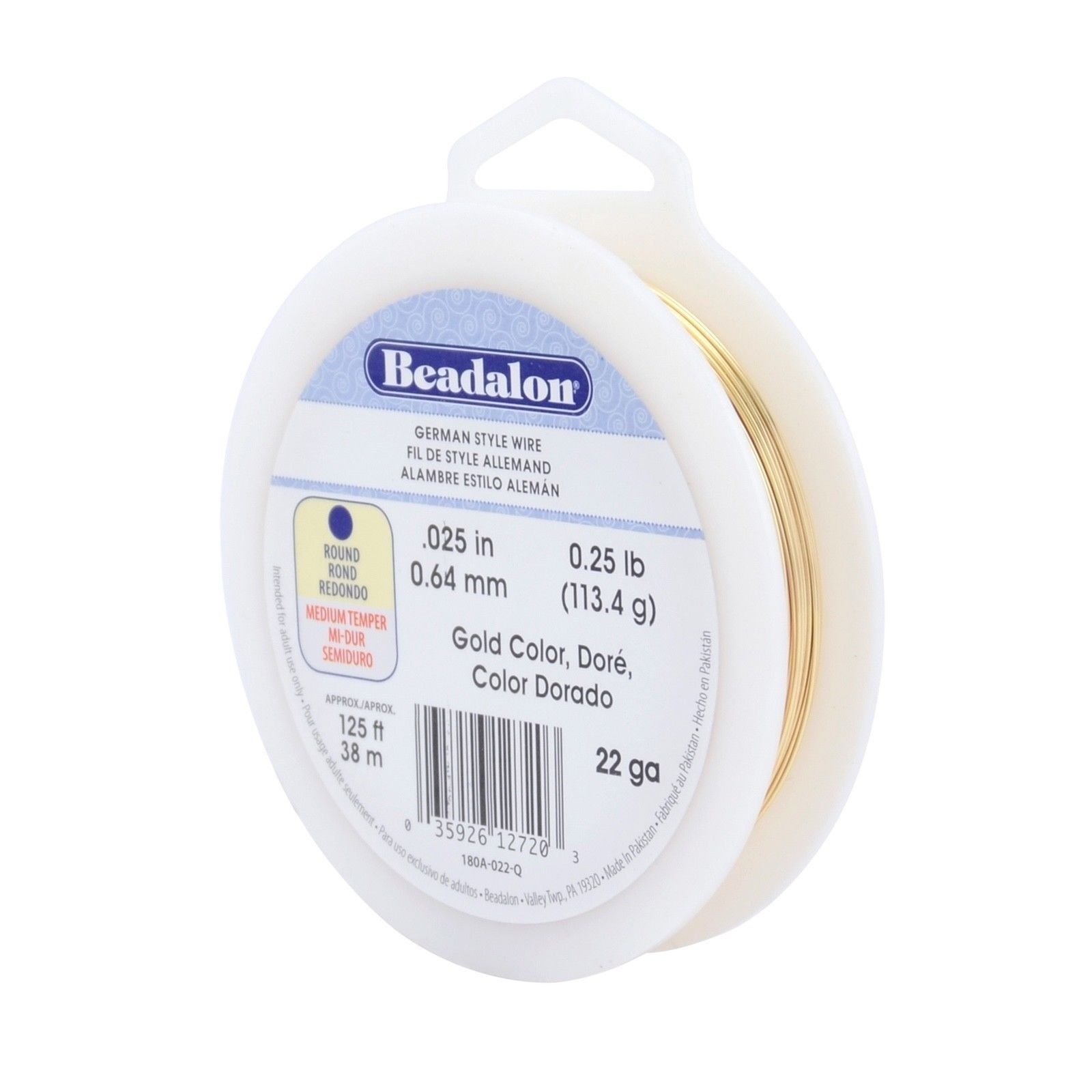 22 Gauge Beadalon Gold Silver Plate Round German Wire (1/4LB Spool – 125ft)