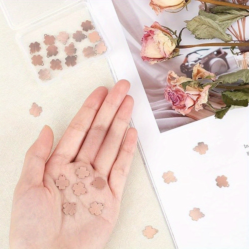 1box 30pcs Brass Tiny Cross Stamping Blank Tag Long-Lasting Red Copper