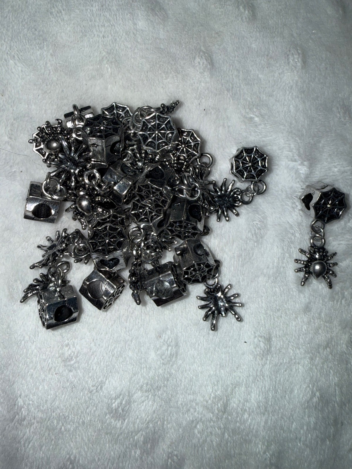 40 Silver Spider & Spider Web Charms Halloween Jewelry Pendant Craft Beads