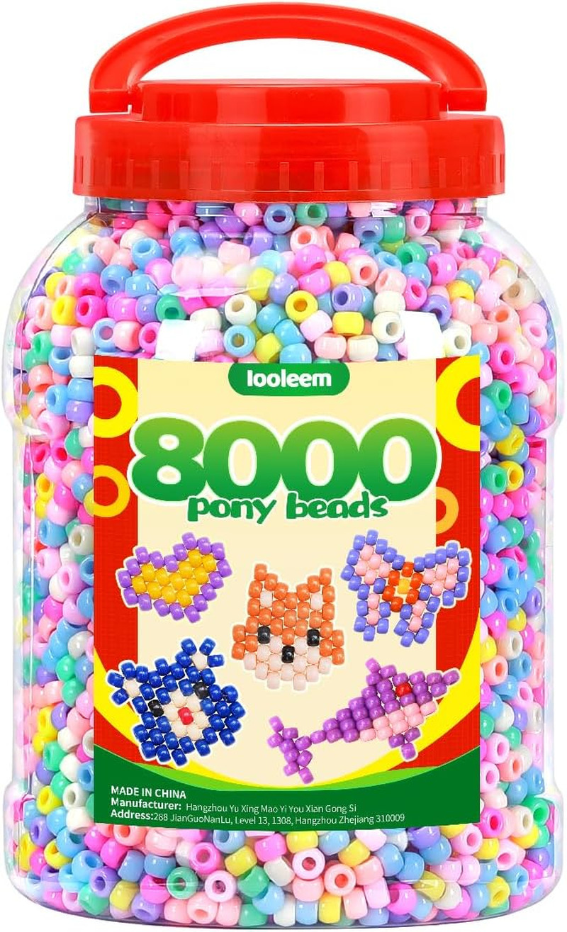 Pony Beads(8000Pcs Macaron Candy), Beading Supplies, Friendship Bracelets Making