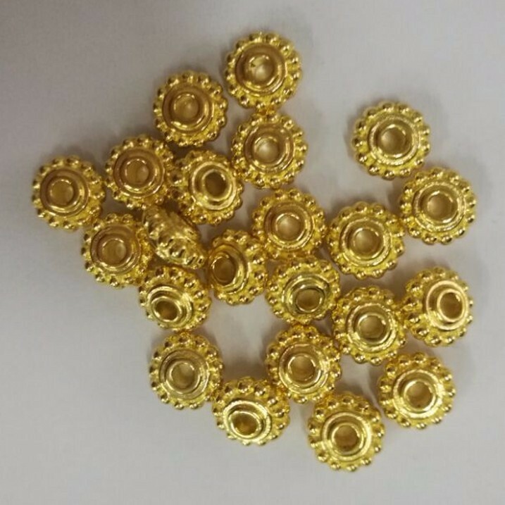 30pcs shinny gold color crafted round spacer beads h0692