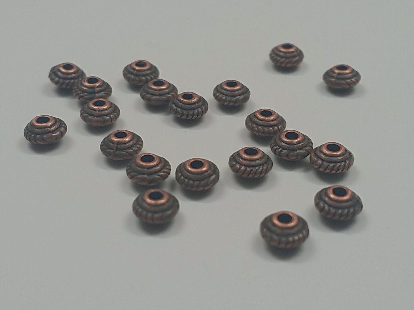 Tibetan Silver Bicone Bead Spacers, Qty 50 Red Copper, 5x3mm, Hole 1.5mm