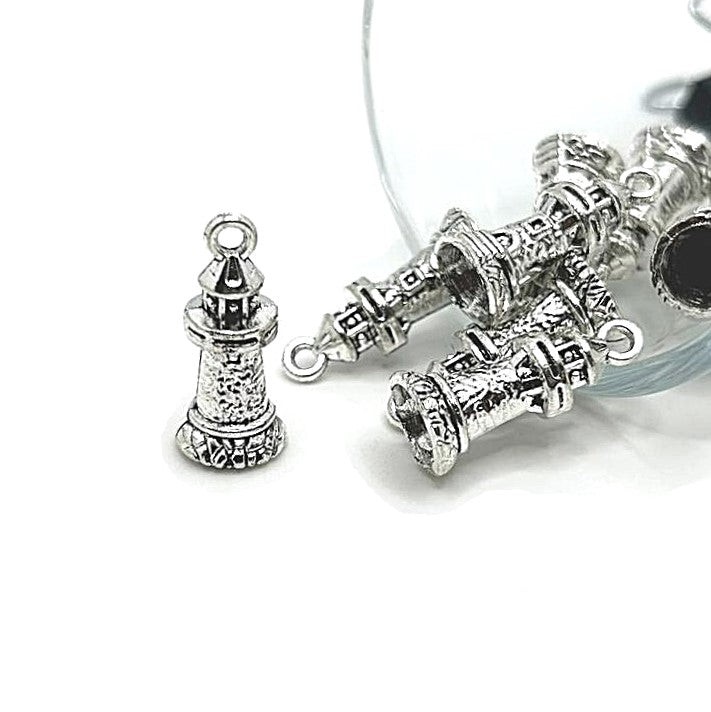 Silver Lighthouse 3D Nautical Charms, 21x10mm – US Seller