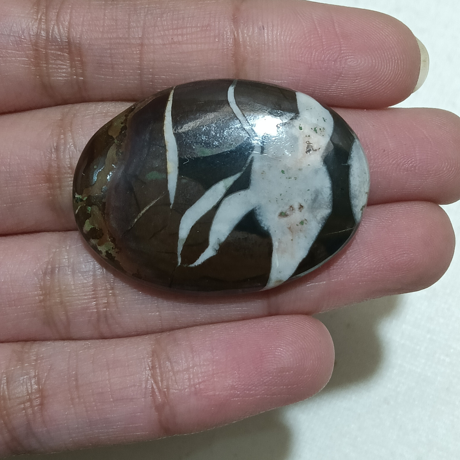 Spider Web Septerian Brown Jasper Gemstone Cabochon Size 36X26X6 MM For Pendant
