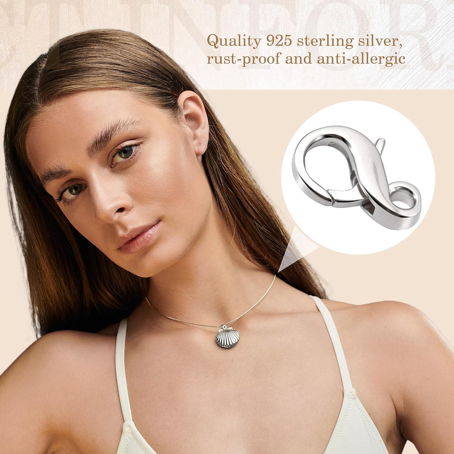 Pndeyo S925 Double Opening Lobster Claw Clasp, Hypoallergenic Necklace Extenders