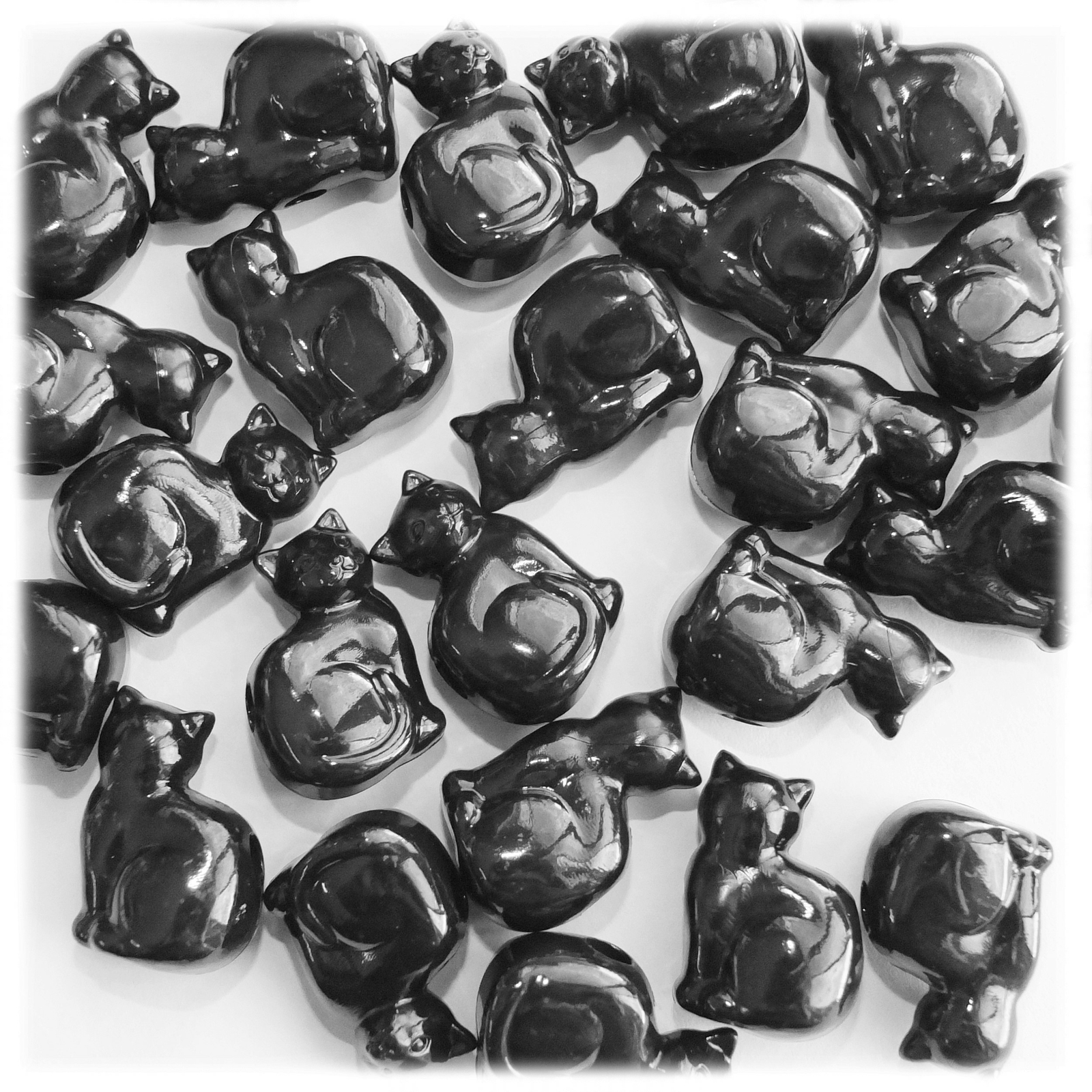 Cat Beads Black Opaque Large Hole Pony Beads Made in USA