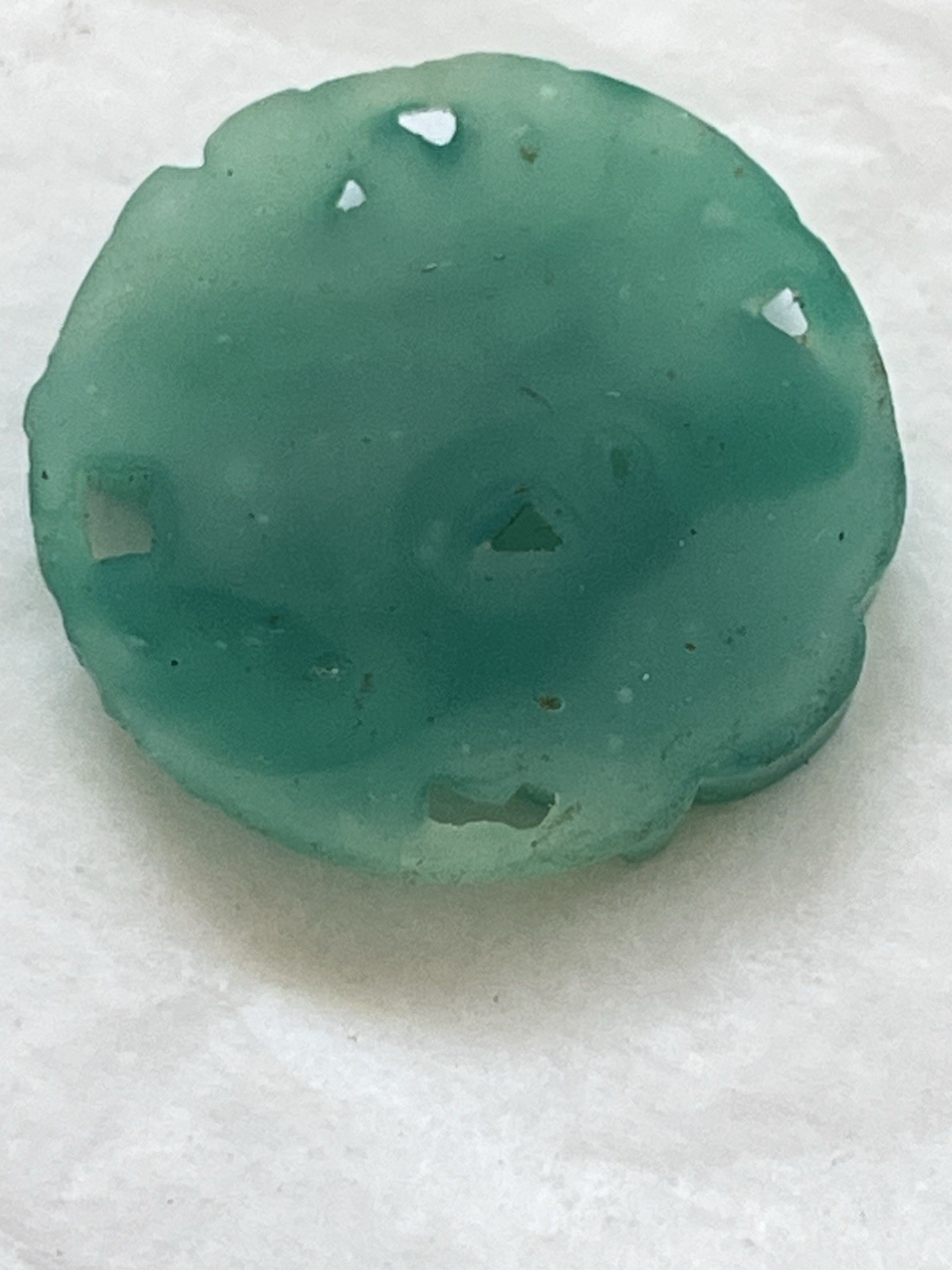 Lot-4 Vintg Green Craved Unknown Green Glass/Resin Flora Pendant Jewelry Making