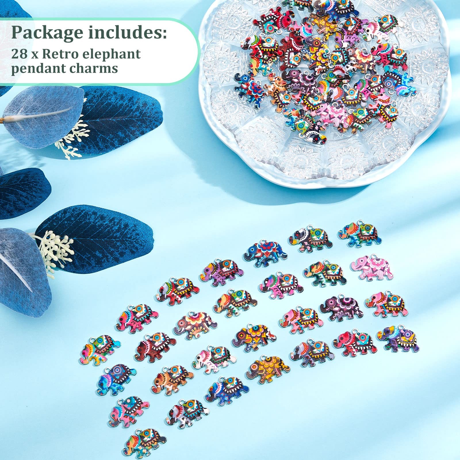 56 Pieces Elephant Charms 0.83 x 0.55 inches, as picture shown
