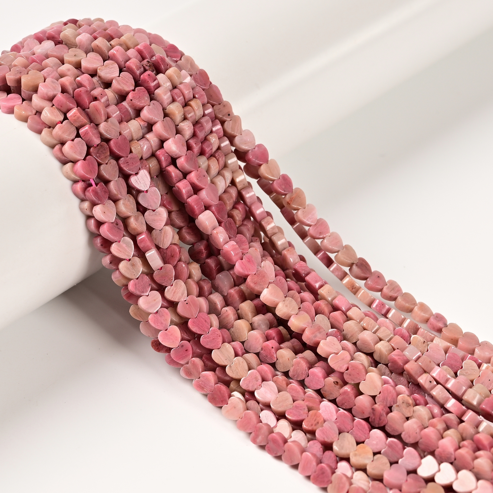 Natural Pink Petrified Rhodonite Heart Shape Beads Size 4mm 15.5” Strand