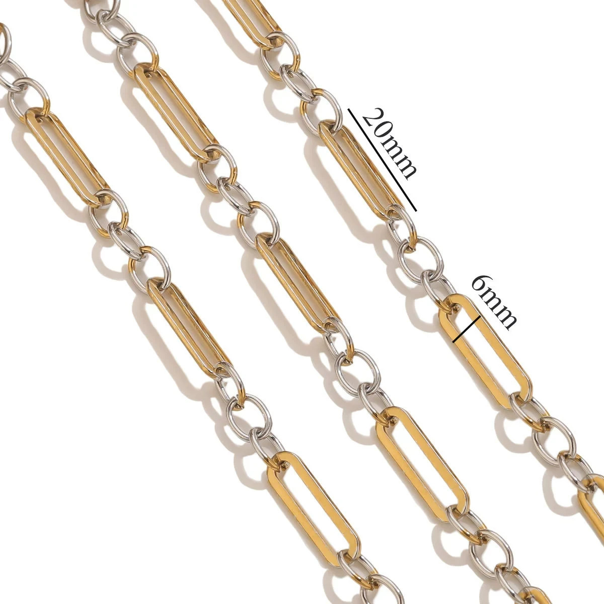1Foot No Tarnish Stainless Steel 18K PVD Gold Plated Chunky Chain 6mm SSF126