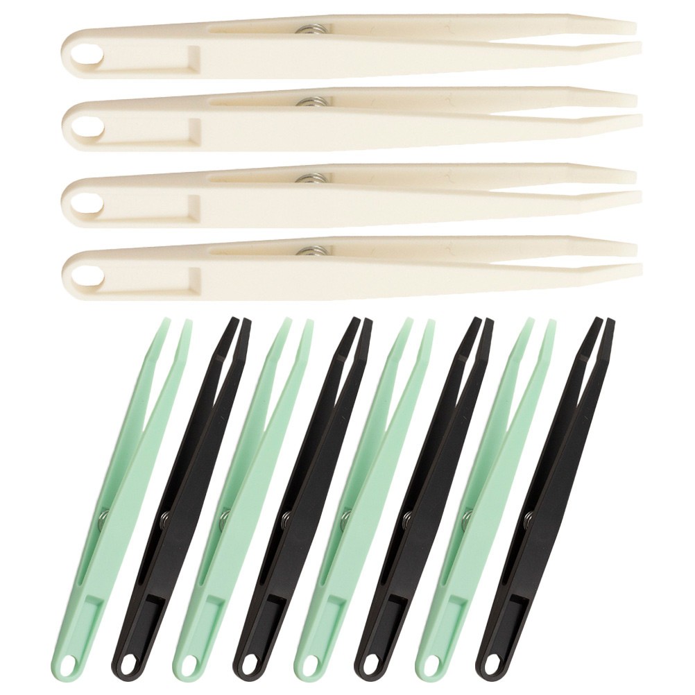 12 Pcs Rubber Tip Tweezers for Jewellery Making Plastic Precision