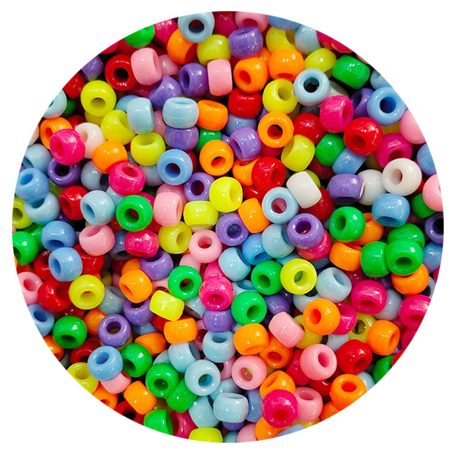2000+ Pony Beads Bulk 6x9mm Multi-Colored Plastic Craft Small,