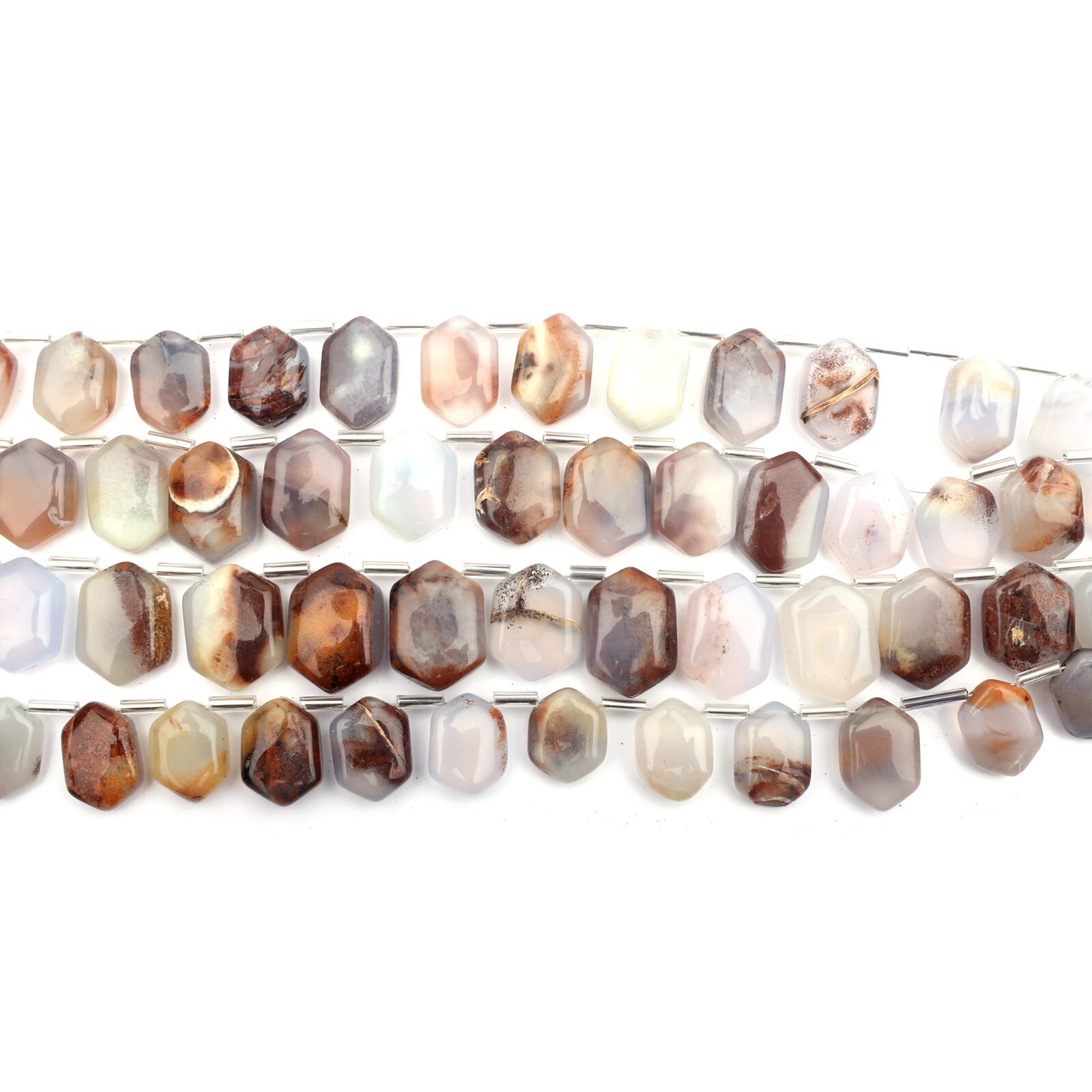 Natural Bio Chalcedony Beads 8 Inch Strand 11×13-11×15 MM Smooth Hexagon Shape