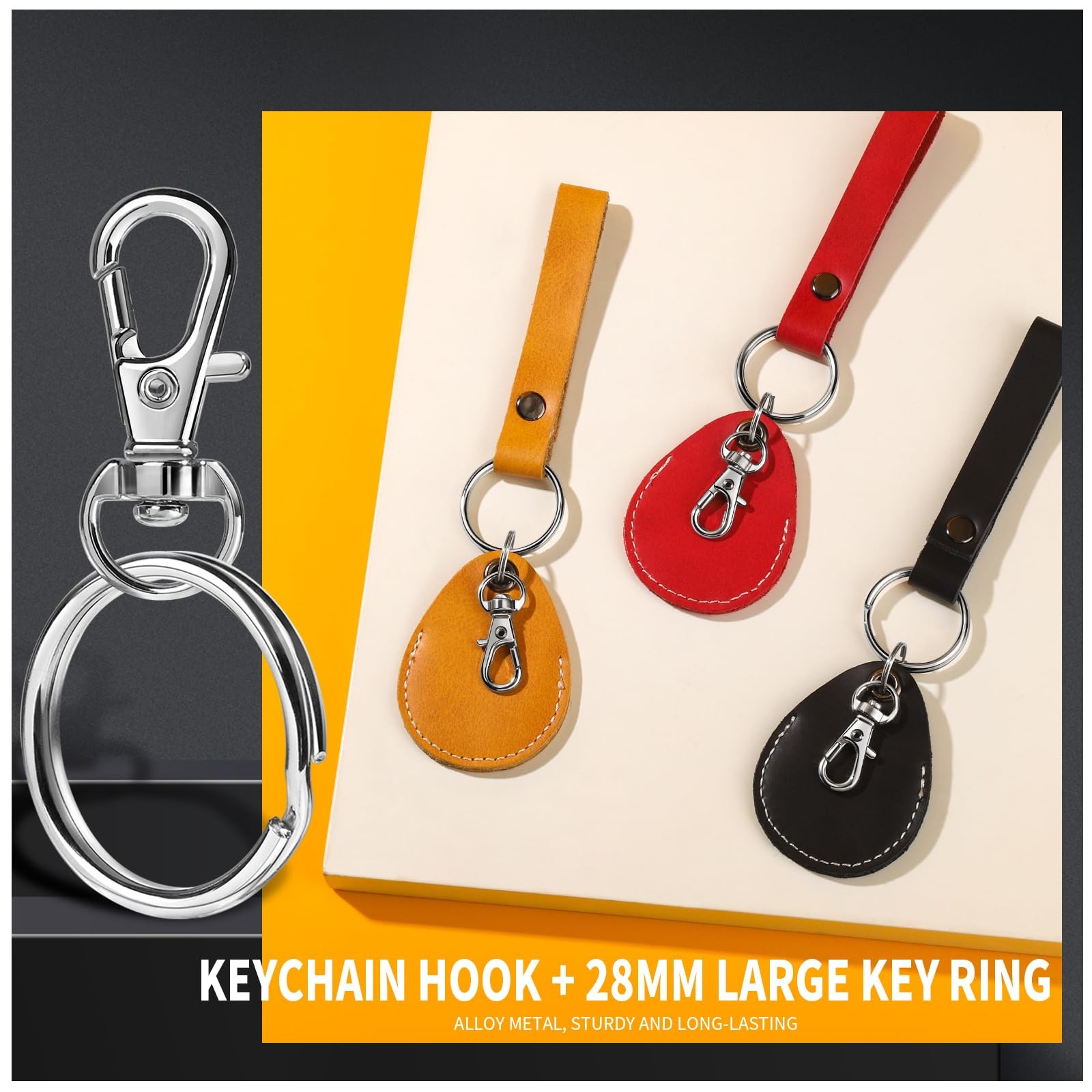 LEOBRO 145PCS Key Rings and Keychain Clips, Making Kit, Silver