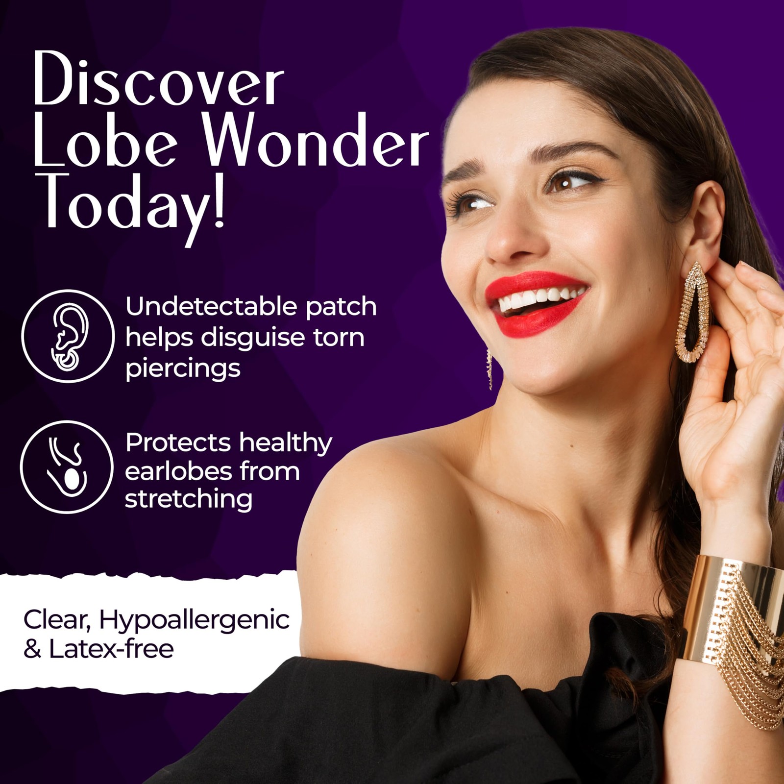 Lobe Wonder – The ORIGINAL Ear Support Patch 60 Count (Pack of 1), Clear
