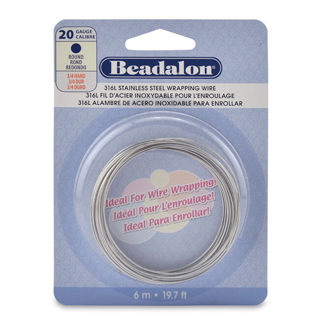 Beadalon® 316L Stainless Steel Wrapping Wire, Round, Choose Gauge and Length