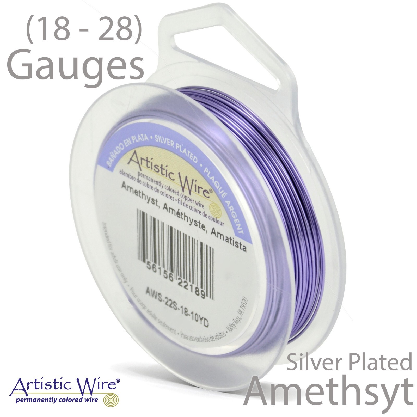 Amethyst Artistic Wire Silver Plate Tarnish Resistant Purple Craft Wire 18-28GA
