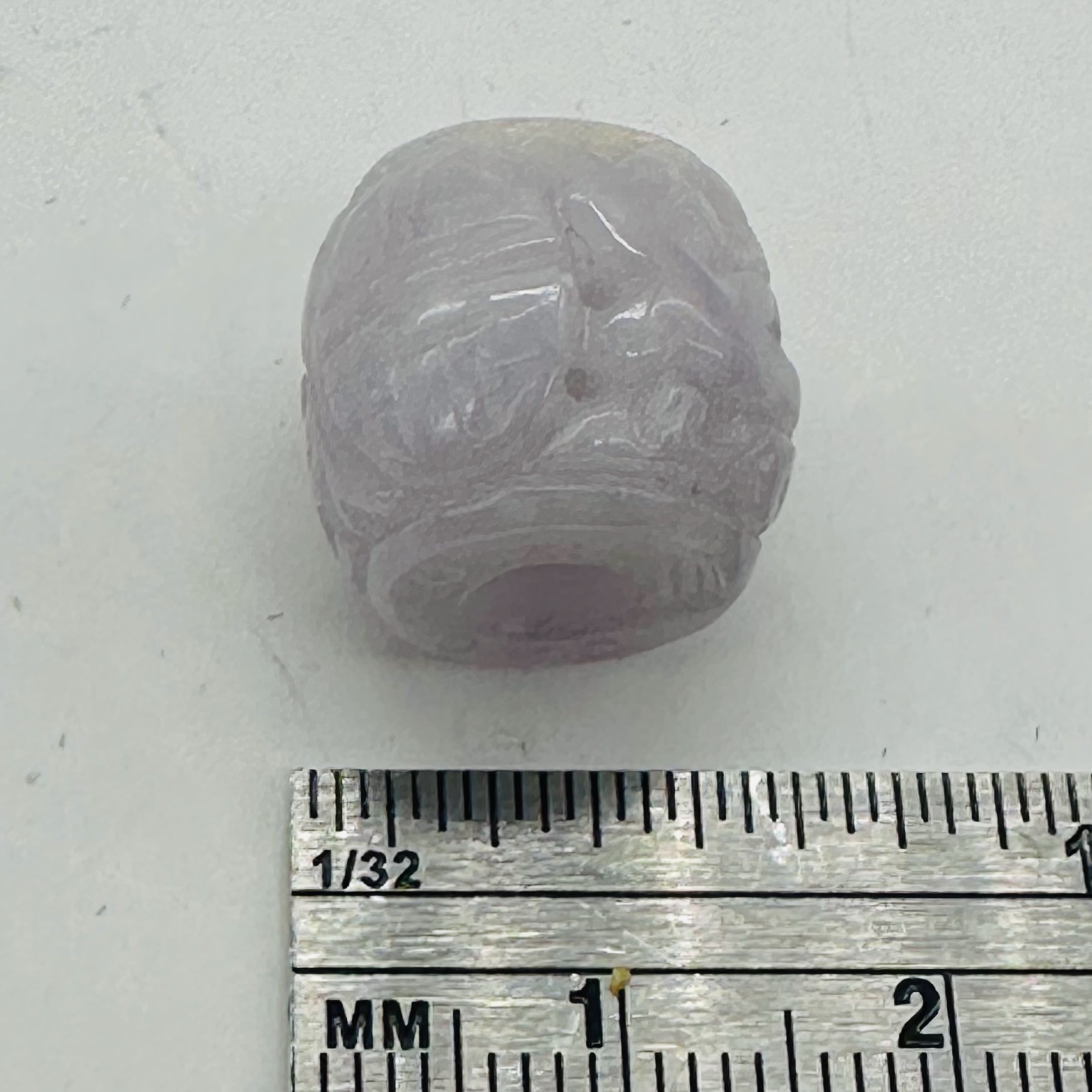 Jade AAA Carved Barrel | 16x14mm | Lavender | 1 Bead