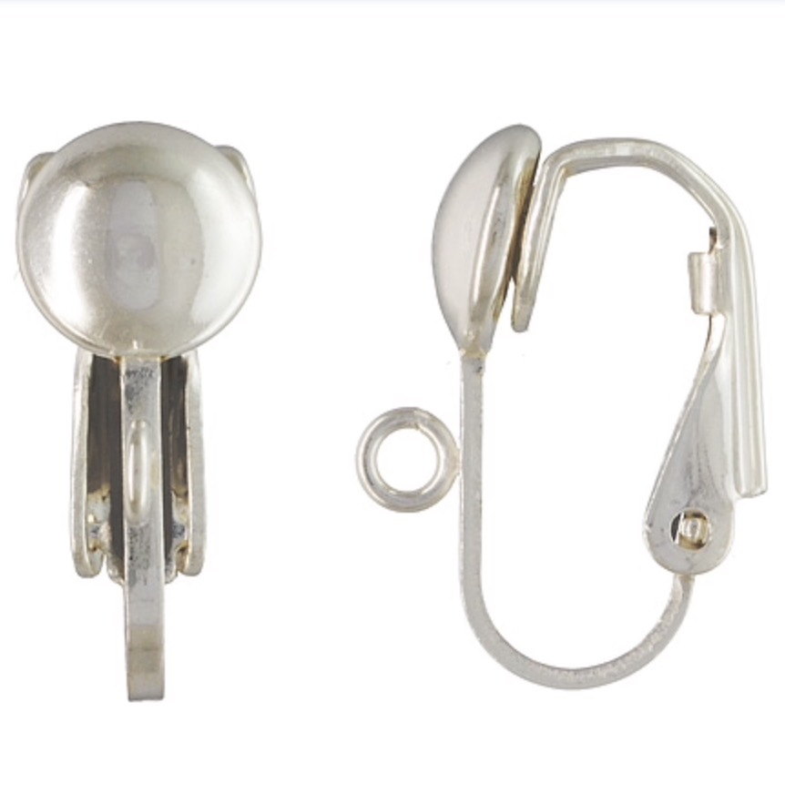 925 Solid Sterling Silver Clip On Earrings 2pcs #5205-1