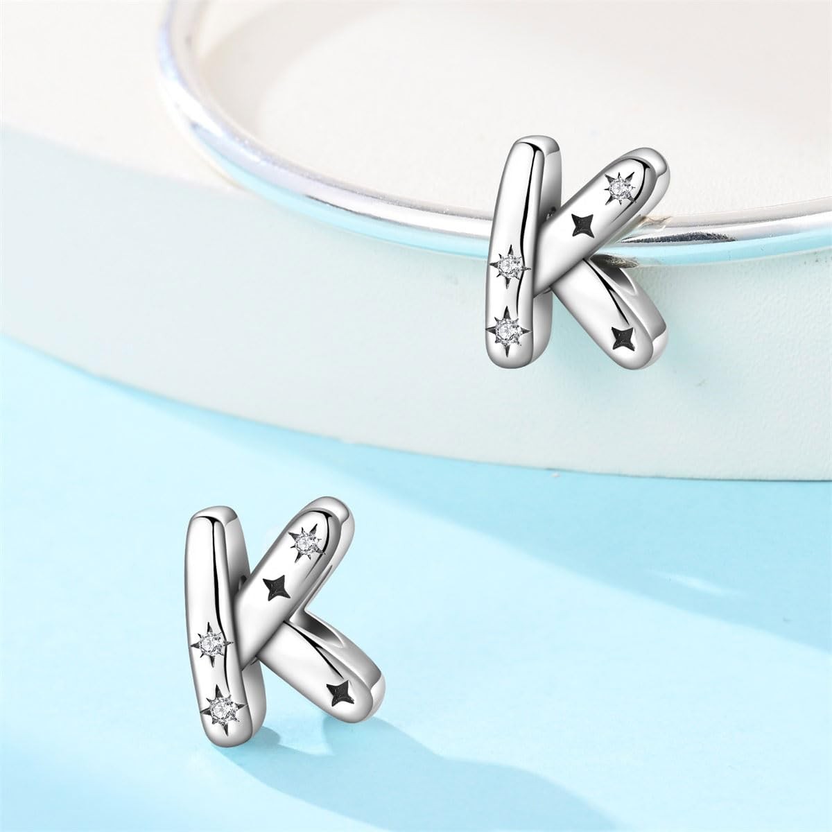 Initial Letter Alphabet Silver Charm Bracelet for Women with 5A Original Be – 04