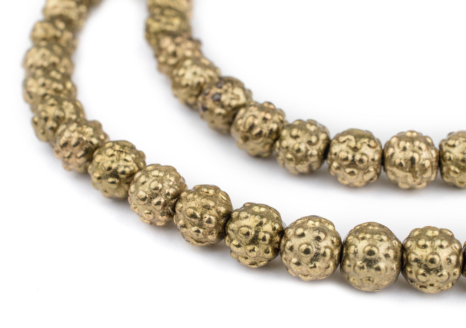 Brass Yoruba-Style Beads 9mm Nigeria African Round 16 Inch Strand Handmade