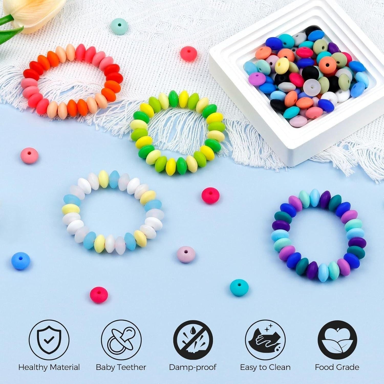 180Pcs Silicone Lentils 30 Colors Abacus Round Beads for Small Keychain Tipo 01