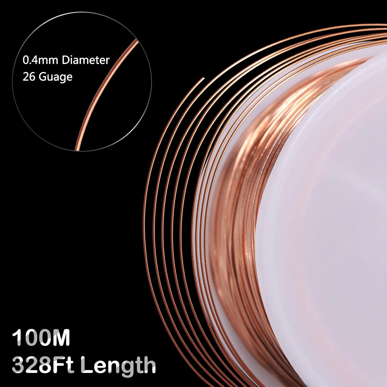 328Ft Jewelry Wire – 26 Gauge Tarnish Resistant Copper Beading Wire